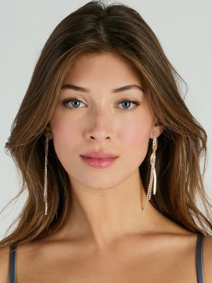 So Elevated Rhinestone Chain Twist Earrings