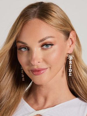 Rhinestone Bow Bride Earrings