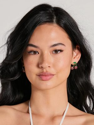 Perfect Topping Rhinestone Cherry Earrings