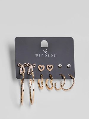 Glam Energy Stud And Hoop Earrings Set