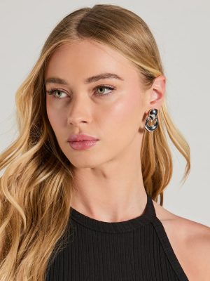 Bound To Wow Teardrop Stone Hoop Earrings