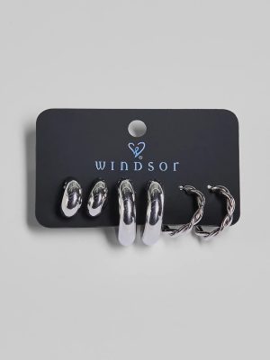 Sleek Deets Three-Pack Hoop Earring Set