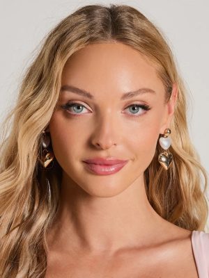 Glam Addition Pearl Heart Statement Earrings