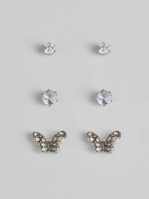 Pretty Luxe Cubic Zirconia Butterfly Stud Earrings Set