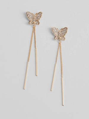 Fluttering Elegance Rhinestone Butterfly Earrings