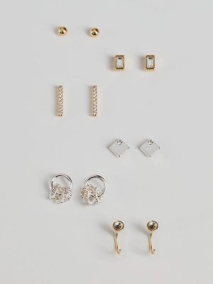 Glam Variety Six-Pack Stud Earrings Set