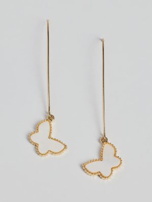 Cute Detail Butterfly Charm Threader Earrings
