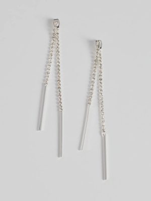 Glam Trend Rhinestone Front-To-Back Linear Earrings