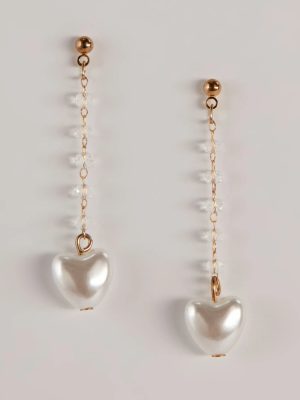 Love Out Loud Faux Pearl Heart Earrings