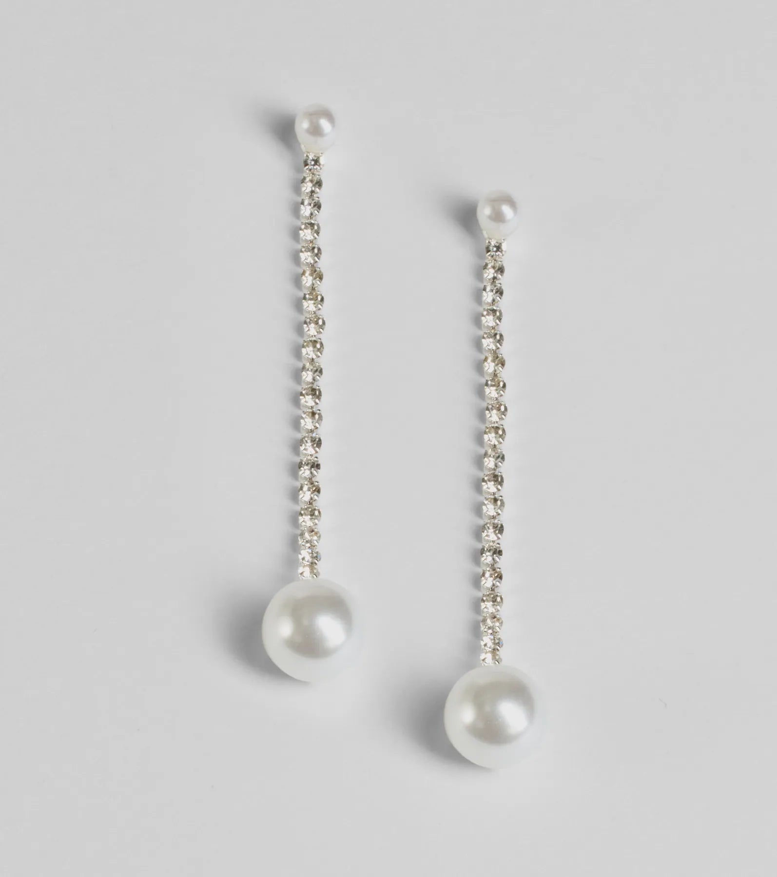 Simply Elegant Pearl And Rhinestone Drop Earrings - Image 3