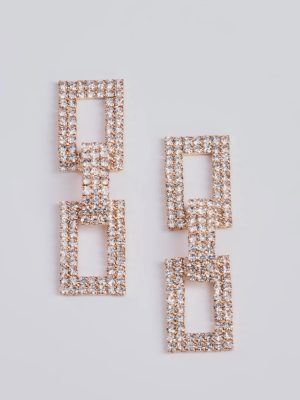 Radiant Glam Rhinestone Chain-Link Duster Earrings
