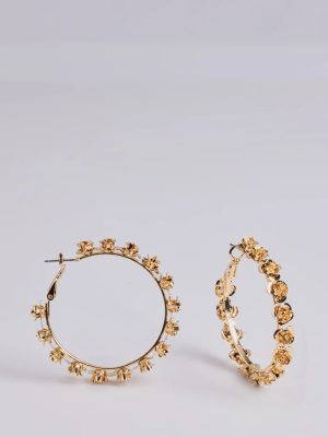 Luxe Bloom Floral Trim Hoop Earrings