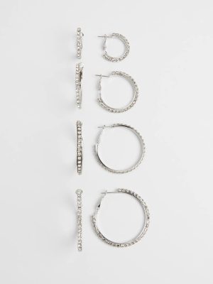 Classic Shine Rhinestone Hoop Earrings Set