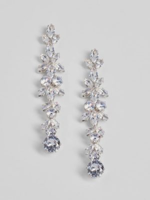 Radiant Allure Rhinestone Teardrop Linear Earrings