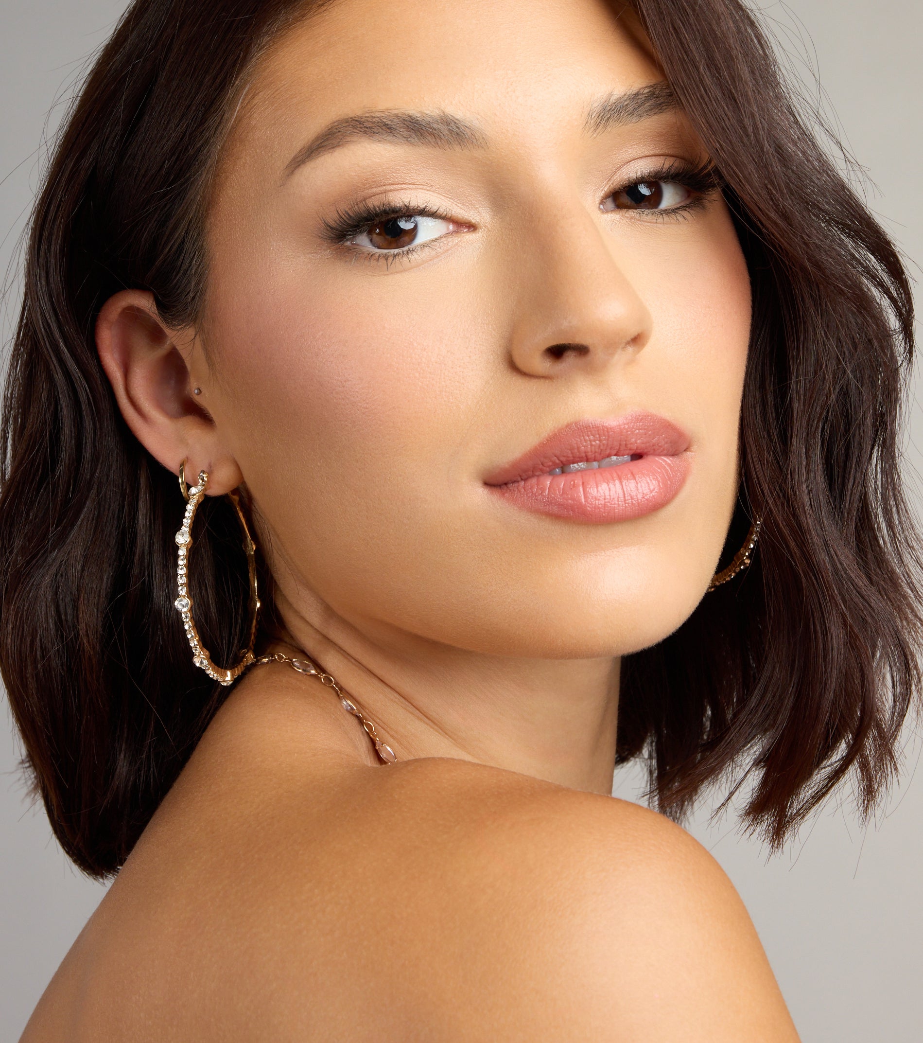 All About The Sparkle Rhinestone Hoop Earrings - Image 2