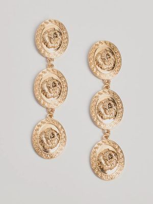 Roaring Glam Textured Lion Charm Earrings