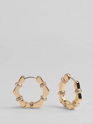 Glam Edge Rhinestone Trim Hoop Earrings