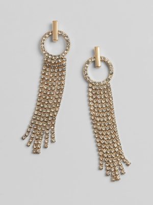 Step Up The Glamour Rhinestone Fringe Earrings
