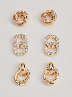 Glam Deets Stud And Drop Earrings Set
