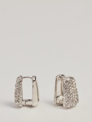 Glamour All The Time Rhinestone Huggie Earrings