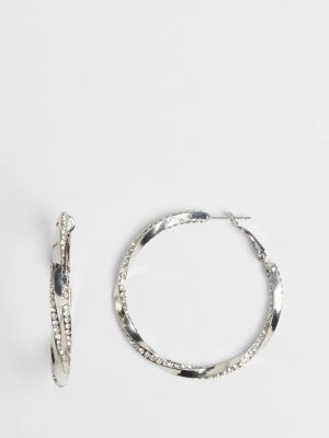 Glam With A Twist Rhinestone Hoop Earrings