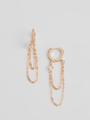 Link Up With Rhinestone Chain Huggie Earrings