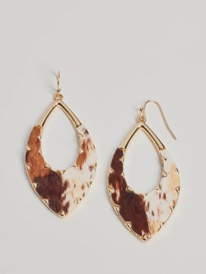 Western Babe Cow Print Cutout Teardrop Earrings