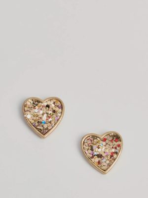 Glitzy Fab Glitter Heart Stud Earrings
