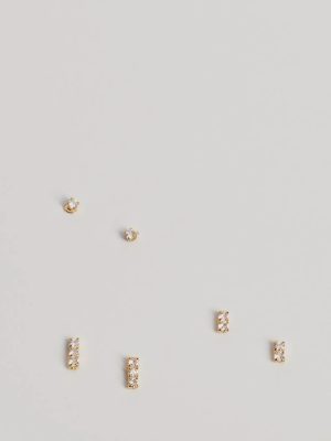 Delicate Glam Three Pack Stud Earrings