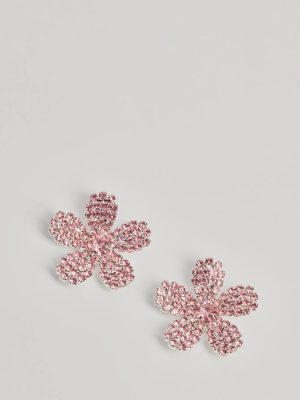 Glam Beauty Rhinestone Flower Stud Earrings