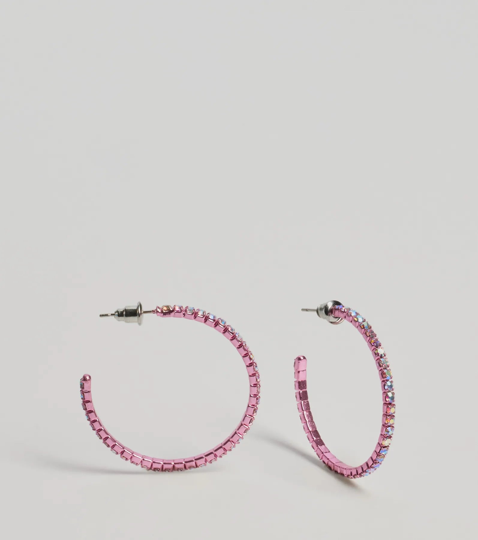 Glam Impression Rhinestone Hoop Earrings - Image 3