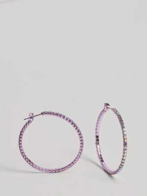 Glam Impression Rhinestone Hoop Earrings