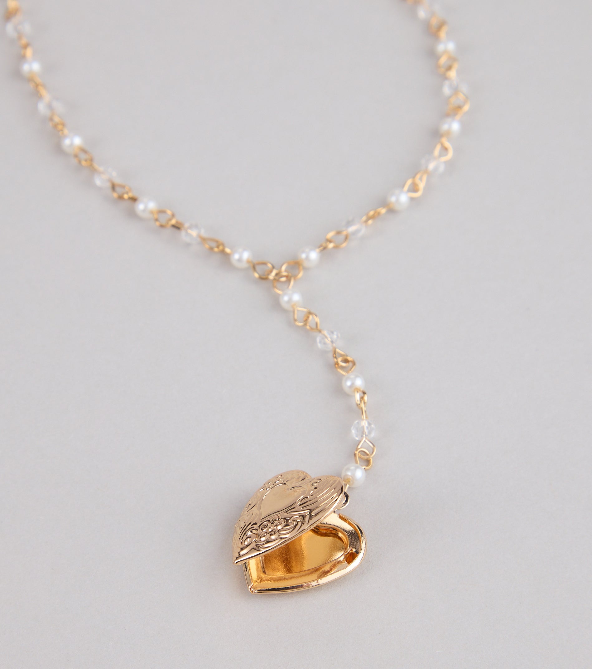 Heart To Heart Pearl Chain Locket Necklace - Image 2