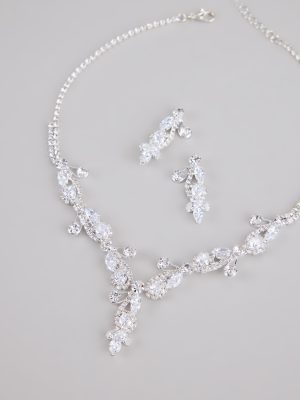 Statement Glow Rhinestone Necklace And Earrings Set