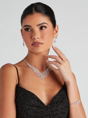 Rhinestone Statement Necklace Set
