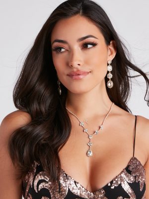 Ethereal Chic Rhinestone Front And Back Lariat Necklace