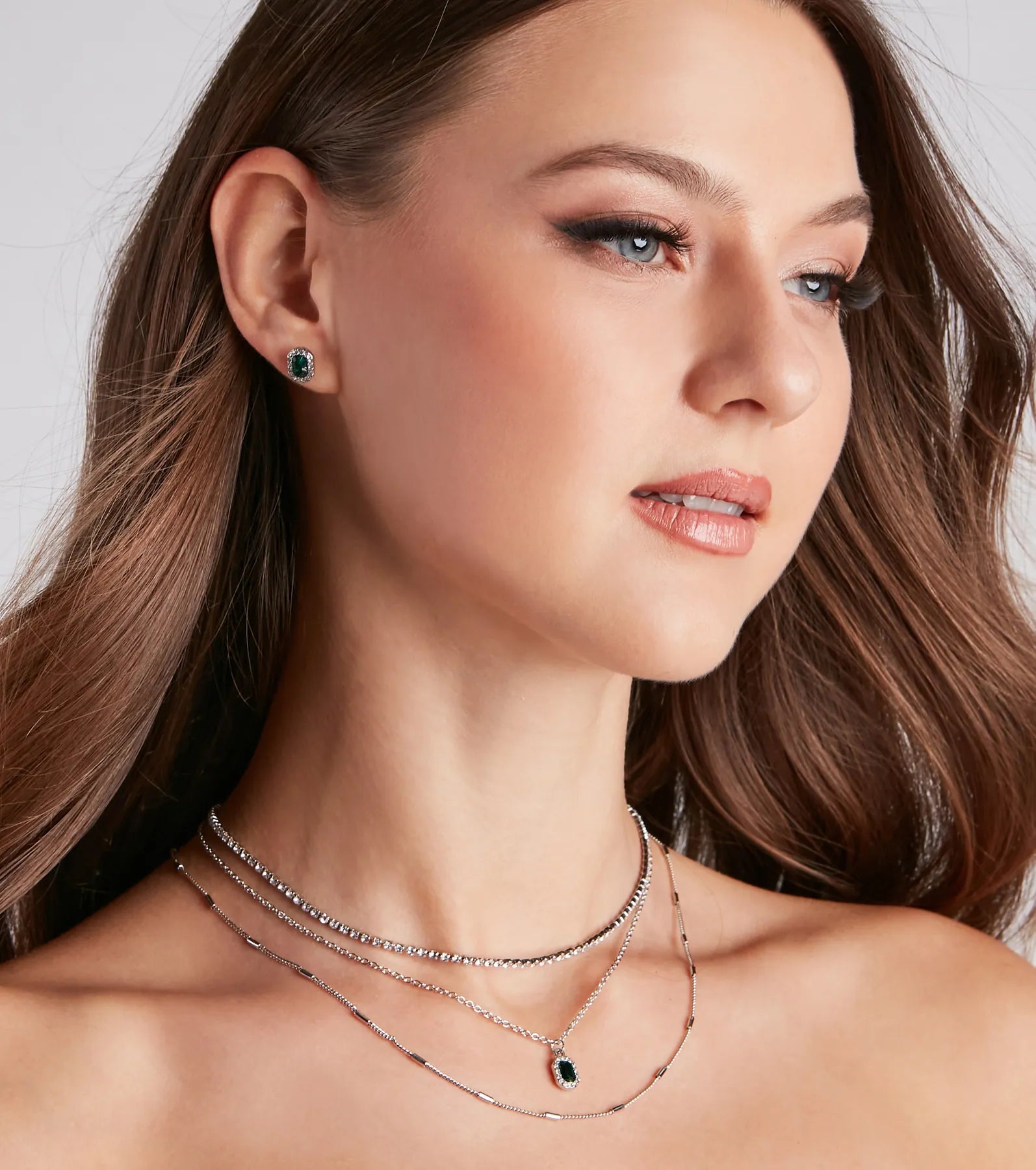Layered In Chic Necklace And Earrings Set - Image 2