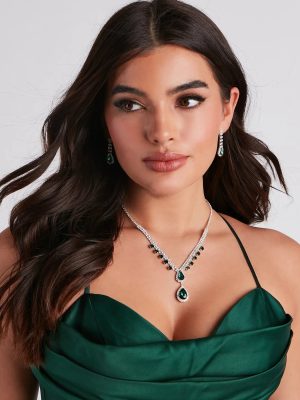 Glamorous Affair Gemstone Necklace And Earrings Set