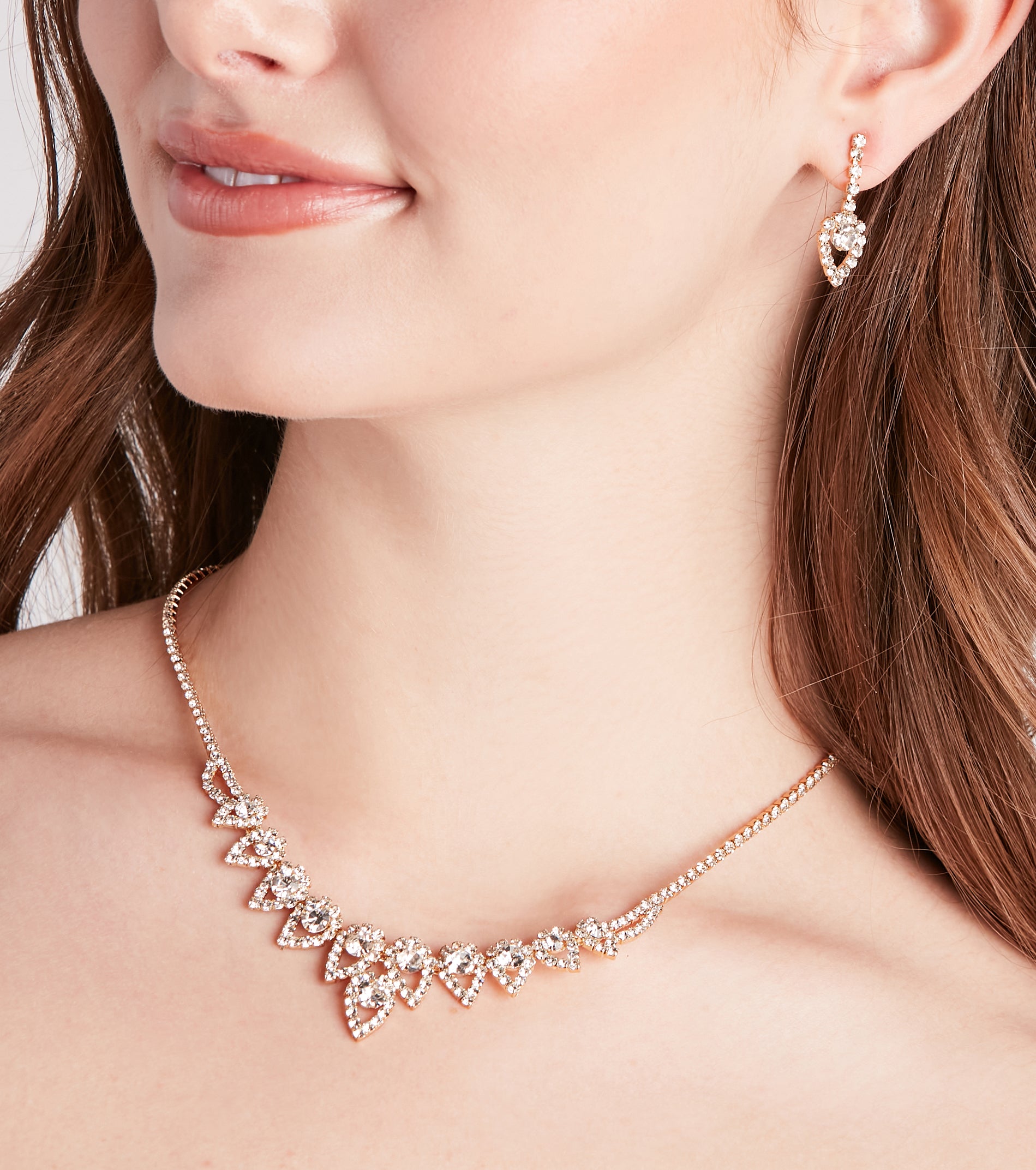 Sparkle Up The Night Rhinestone Necklace And Earrings Set - Image 2