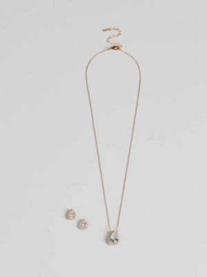 Simple Luxe Vibes Cubic Zirconia Necklace And Earrings Set