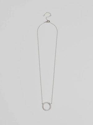 Pretty Shine Cubic Zirconia Circle Pendant Necklace