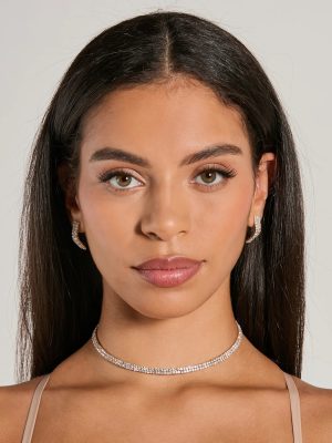 Luxurious Rhinestone Choker Necklace And Earrings Set