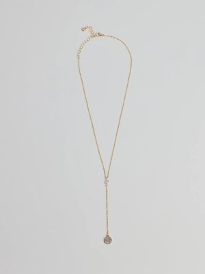 Dainty Glam Rhinestone Chain Lariat Necklace