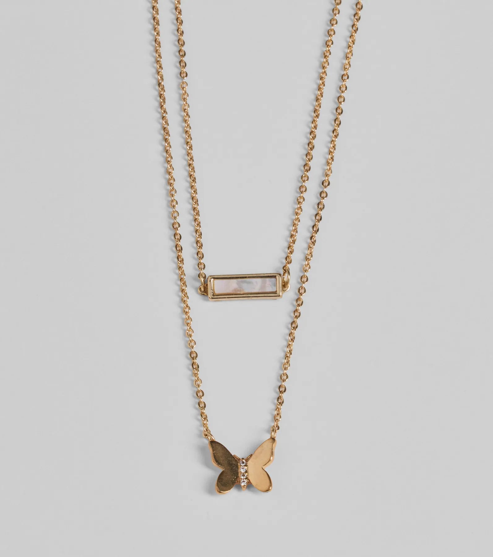 Dainty Sparkle Cubic Zirconia Layered Charm Necklace - Image 2
