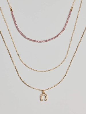 Lucky Day Horseshoe Charm Layered Necklace