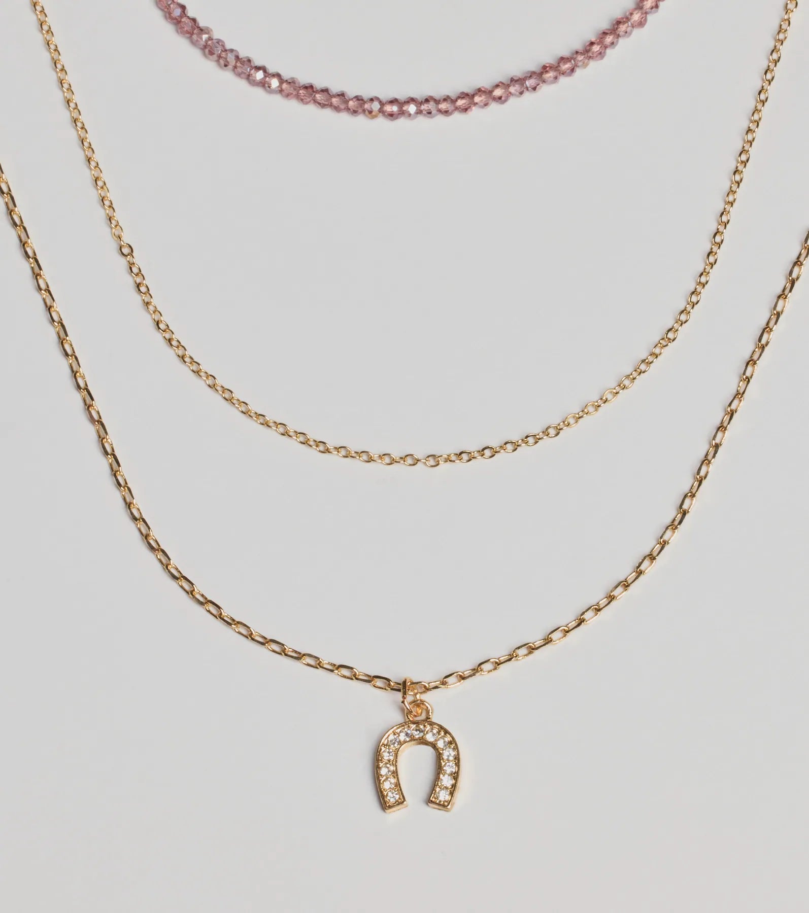 Lucky Day Horseshoe Charm Layered Necklace - Image 2