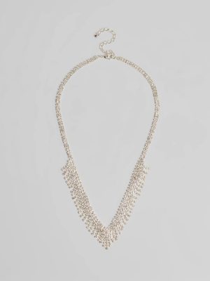 Glam Edge Rhinestone Fringe Necklace