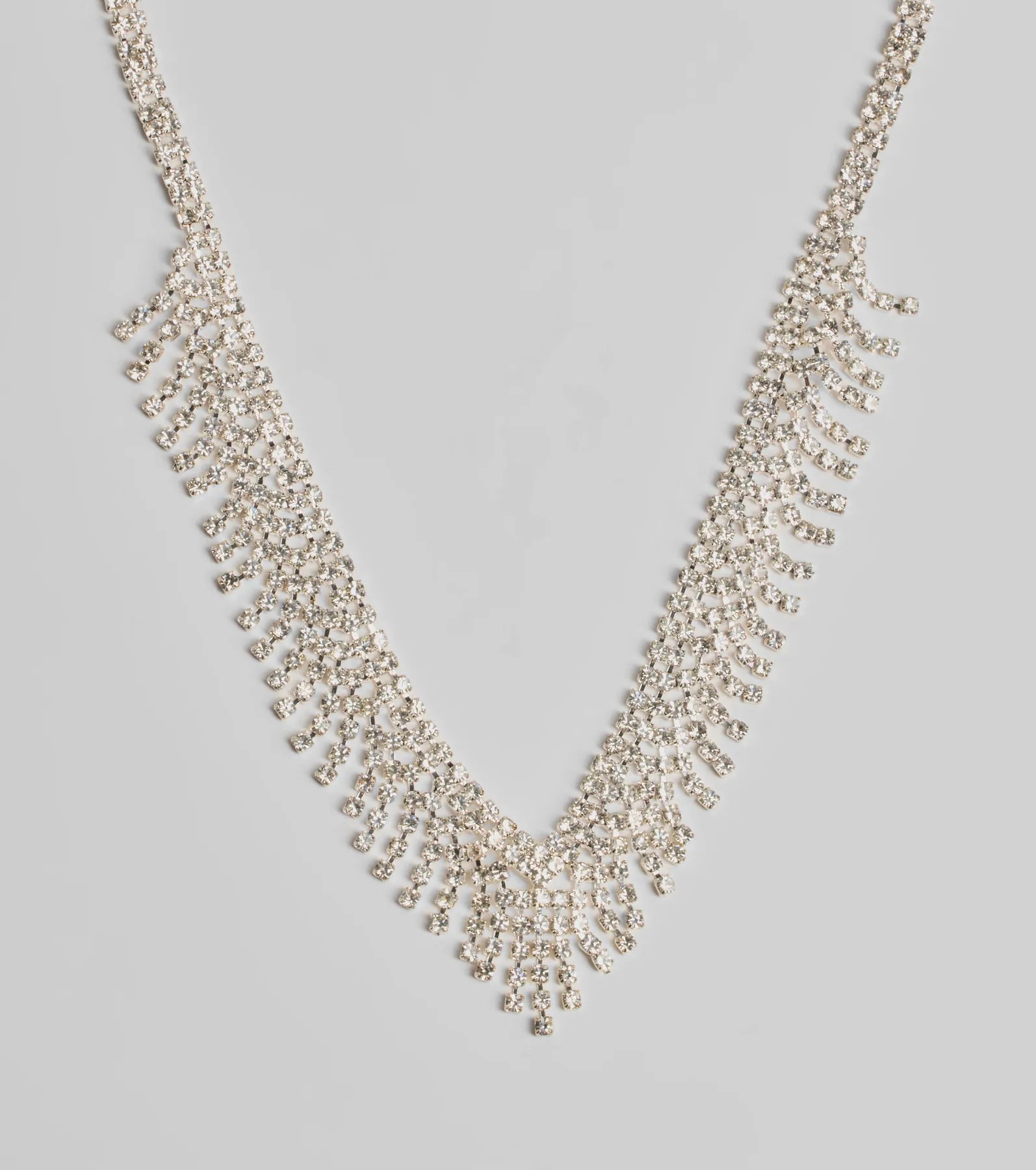 Glam Edge Rhinestone Fringe Necklace - Image 2