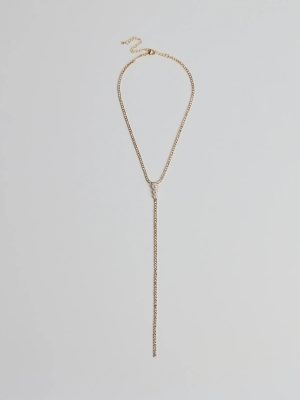 Luxe Glam Rhinestone And Pearl Lariat Necklace