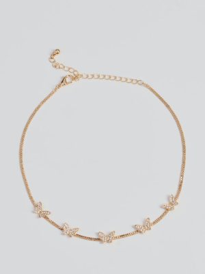 In Flight Butterfly Rhinestone Choker